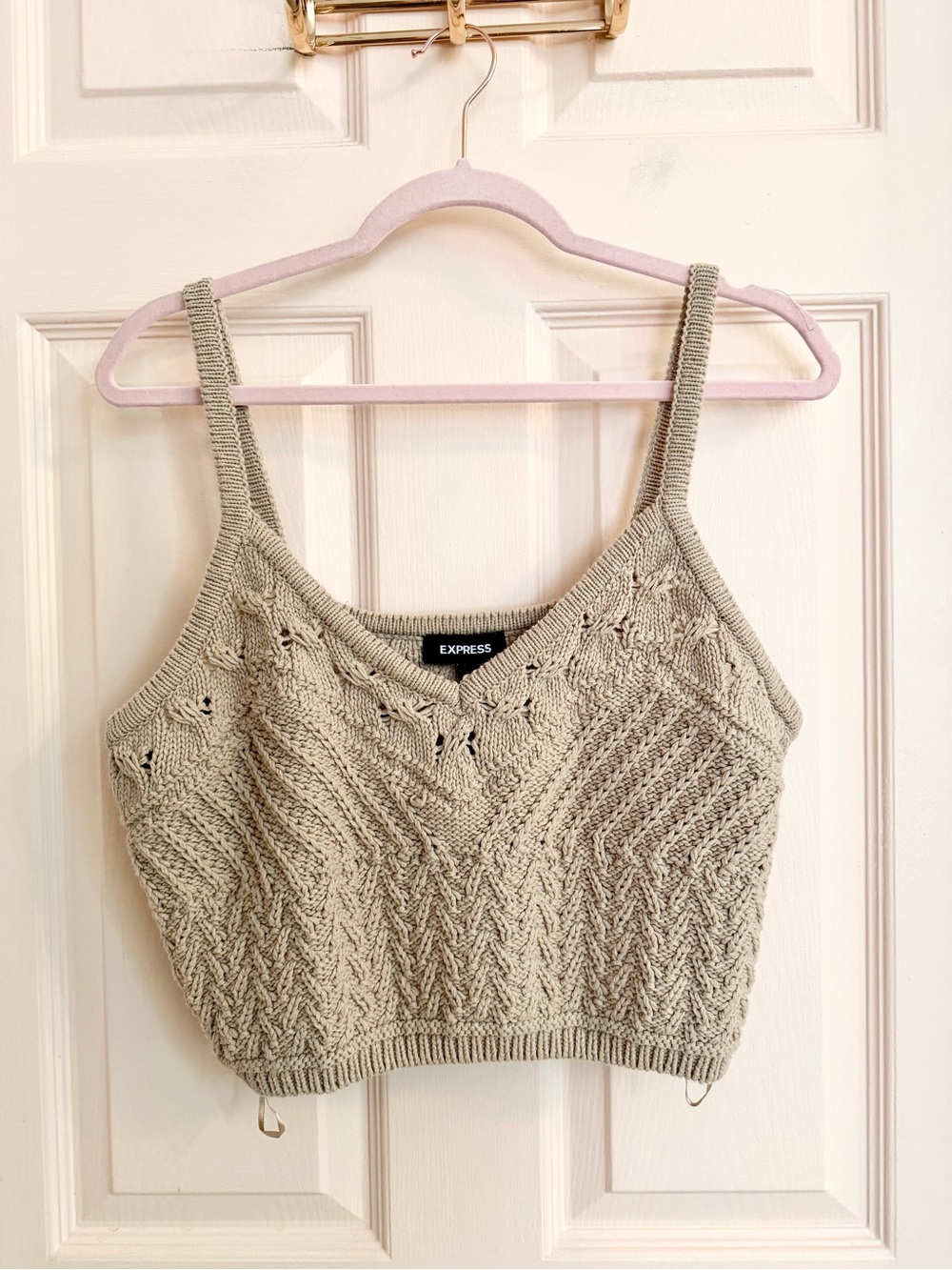 Tan knit express crop top
